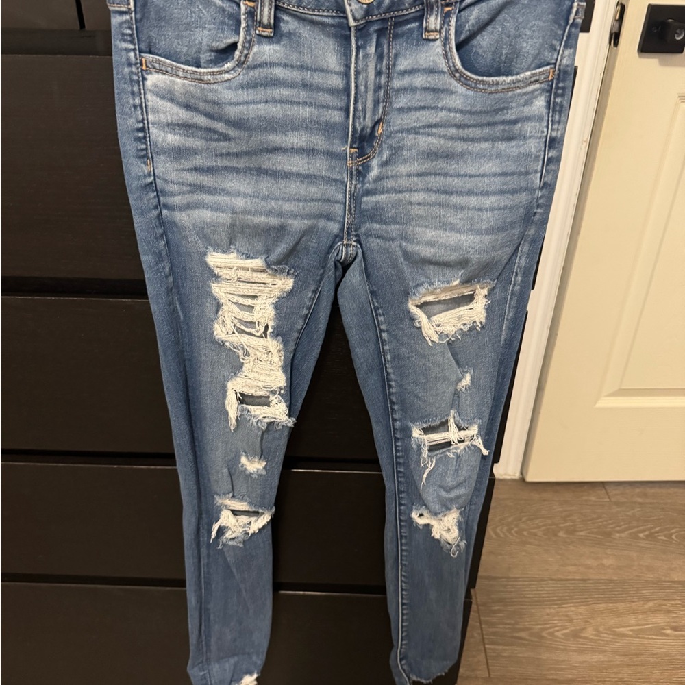 American Eagle Outfitters Ripped Light Blue Skinny Jeans